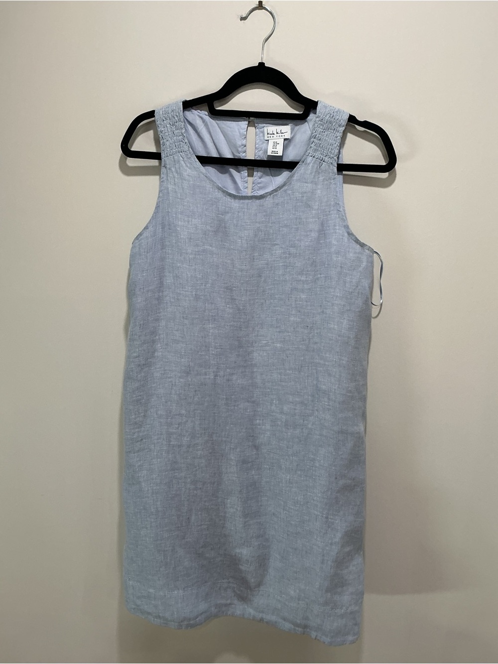 Women’s Nicole Miller blue linen sleeveless dress size medium